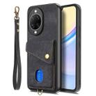 For Huawei nova 14 Ultra Retro Card Wallet Fold Leather Phone Case with Strap(Black) - 2