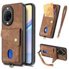 For Huawei nova 14 Ultra Retro Card Wallet Fold Leather Phone Case with Strap(Brown) - 1