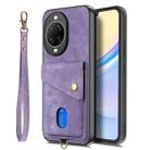 For Huawei nova 14 Ultra Retro Card Wallet Fold Leather Phone Case with Strap(Purple) - 2