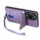 For Huawei nova 14 Ultra Retro Card Wallet Fold Leather Phone Case with Strap(Purple) - 3