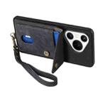 For Huawei Pura 70 Retro Card Wallet Fold Leather Phone Case with Strap(Black) - 3