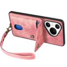 For Huawei Pura 70 Retro Card Wallet Fold Leather Phone Case with Strap(Pink) - 3