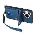 For Huawei Pura 70 Ultra Retro Card Wallet Fold Leather Phone Case with Strap(Blue) - 3