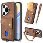For Huawei Pura 70 Ultra Retro Card Wallet Fold Leather Phone Case with Strap(Brown) - 1