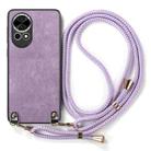 For Huawei nova 9 SE Vintage Leather PC Back Cover Phone Case with Crossbody Strap(Purple) - 2