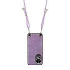 For Huawei nova 10 Pro Vintage Leather PC Back Cover Phone Case with Crossbody Strap(Purple) - 3