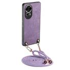 For Huawei nova 12 Vintage Leather PC Back Cover Phone Case with Crossbody Strap(Purple) - 1