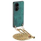 For Huawei P50 Pro Vintage Leather PC Back Cover Phone Case with Crossbody Strap(Green) - 1