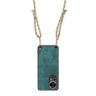 For Huawei P50 Pro Vintage Leather PC Back Cover Phone Case with Crossbody Strap(Green) - 3