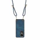 For Huawei P50 Pro Vintage Leather PC Back Cover Phone Case with Crossbody Strap(Blue) - 3