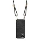 For Huawei P60 Vintage Leather PC Back Cover Phone Case with Crossbody Strap(Black) - 3