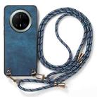 For Huawei Mate 70 Pro Vintage Leather PC Back Cover Phone Case with Crossbody Strap(Blue) - 2