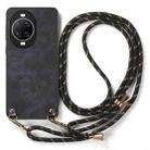 For Huawei nova 14 Vintage Leather PC Back Cover Phone Case with Crossbody Strap(Black) - 2