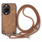 For Huawei nova 14 Pro Vintage Leather PC Back Cover Phone Case with Crossbody Strap(Brown) - 2