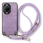 For Huawei nova 14 Ultra Vintage Leather PC Back Cover Phone Case with Crossbody Strap(Purple) - 2