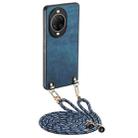 For Huawei nova 14 Ultra Vintage Leather PC Back Cover Phone Case with Crossbody Strap(Blue) - 1