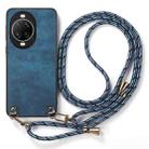 For Huawei nova 14 Ultra Vintage Leather PC Back Cover Phone Case with Crossbody Strap(Blue) - 2