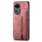 For Huawei nova 12 Retro Leather Zipper Wallet Back Phone Case(Pink) - 1