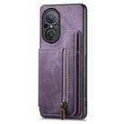 For Huawei nova 9 SE Retro Leather Zipper Wallet Back Phone Case(Purple) - 1