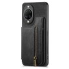 For Huawei nova 14 Retro Leather Zipper Wallet Back Phone Case(Black) - 2