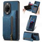 For Huawei nova 14 Pro Retro Leather Zipper Wallet Back Phone Case(Blue) - 1