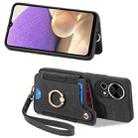 For Huawei Enjoy 70 Retro Skin-feel Ring Multi-card Wallet Phone Case(Black) - 2