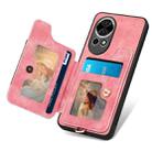For Huawei P60 Retro Skin-feel Ring Multi-card Wallet Phone Case(Pink) - 3