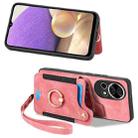 For Huawei P50 Retro Skin-feel Ring Multi-card Wallet Phone Case(Pink) - 2