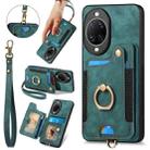 For Huawei nova 14 Retro Skin-feel Ring Multi-card Wallet Phone Case(Green) - 1