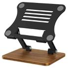 J32 Foldable Wood Base Desktop Metal Phone Holder Adjustable Laptop Stand(Black) - 1