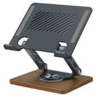 J27 Desktop Foldable Rotating Wooden Base Tablets Laptops Metal Cooling Holder(Grey) - 1