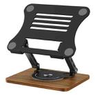 J31 Foldable 360-Degree Rotating Laptop Metal Wood Cooling Stand(Black) - 1