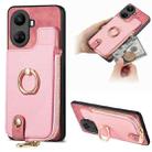 For Huawei nova 10 SE Cross Leather Ring Vertical Zipper Wallet Back Phone Case(Pink) - 1