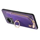 For Huawei P50 Pro Cross Leather Ring Vertical Zipper Wallet Back Phone Case(Purple) - 3
