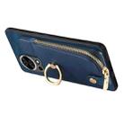 For Huawei P50 Cross Leather Ring Vertical Zipper Wallet Back Phone Case(Blue) - 3