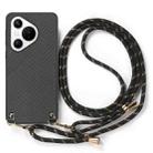 For Huawei Pura 70 Pro+ Carbon Fiber Texture Leather Back Cover Phone Case with Crossbody Strap(Black) - 2