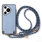 For Huawei Pura 70 Pro+ Carbon Fiber Texture Leather Back Cover Phone Case with Crossbody Strap(Blue) - 2