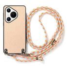 For Huawei Pura 70 Ultra Carbon Fiber Texture Leather Back Cover Phone Case with Crossbody Strap(Khaki) - 2