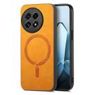 For OnePlus 13 Solid Color Retro Magsafe PU Back Cover Phone Case(Yellow) - 1
