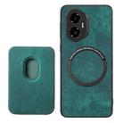 For Honor 300 Retro Leather Card Bag Magnetic Phone Case(Green) - 3
