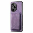 For Honor 300 Pro Retro Leather Card Bag Magnetic Phone Case(Purple) - 2
