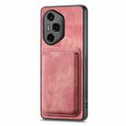 For Honor 300 Ultra Retro Leather Card Bag Magnetic Phone Case(Pink) - 2