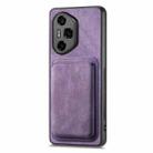 For Honor 300 Ultra Retro Leather Card Bag Magnetic Phone Case(Purple) - 2