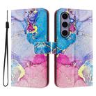 For Samsung Galaxy S25 5G / S24 5G ENKAY Painted Leather Phone Case with Card Slots ＆ Holder(Pink Marble Pattern) - 1