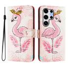 For Samsung Galaxy S25 Ultra 5G ENKAY Painted Leather Phone Case with Card Slots ＆ Holder(Flamingo Pattern) - 1