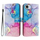 For iPhone 16e ENKAY Painted Leather Phone Case with Card Slots ＆ Holder(Pink Marble Pattern) - 1