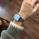 For Apple Watch 46mm / 49mm / 45mm / 44mm Heart-Shaped Embossed Leather Watch Band(Chrysanthemum Blue) - 2