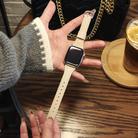 For Apple Watch 42mm / 41mm / 40mm / 38mm Heart-Shaped Embossed Leather Watch Band(Apricot) - 3