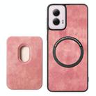 For Motorola Moto G Power 5G 2024 Retro Leather Card Bag Magnetic Phone Case(Pink) - 3