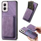 For Motorola Moto G Power 5G 2024 Retro Leather Card Bag Magnetic Phone Case(Purple) - 1